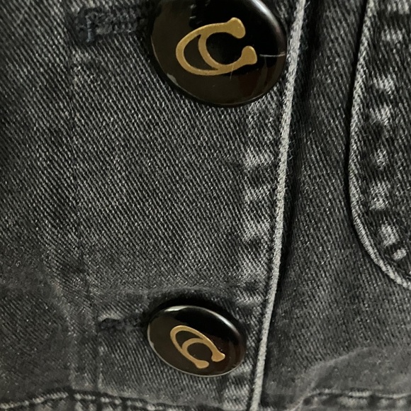 Coach: Black Denim Button Front Mini Skirt- pockets-100% cotton- 2 - Picture 7 of 16